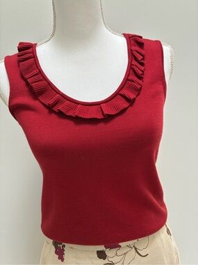 Ann Taylor Women’s Rust Ruffle Scoop Neck Top